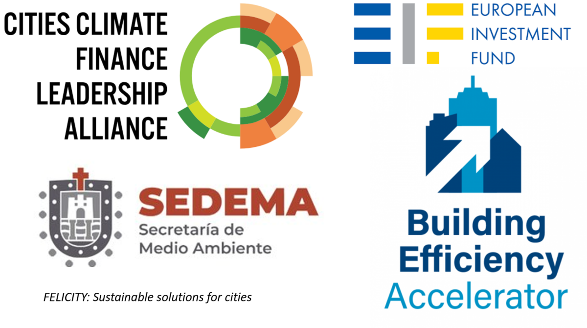 Logos: Cities Climate Finance Leadership Alliance; European Investment Fund; Sedema; Felicity; Building Efficiency Accelerator